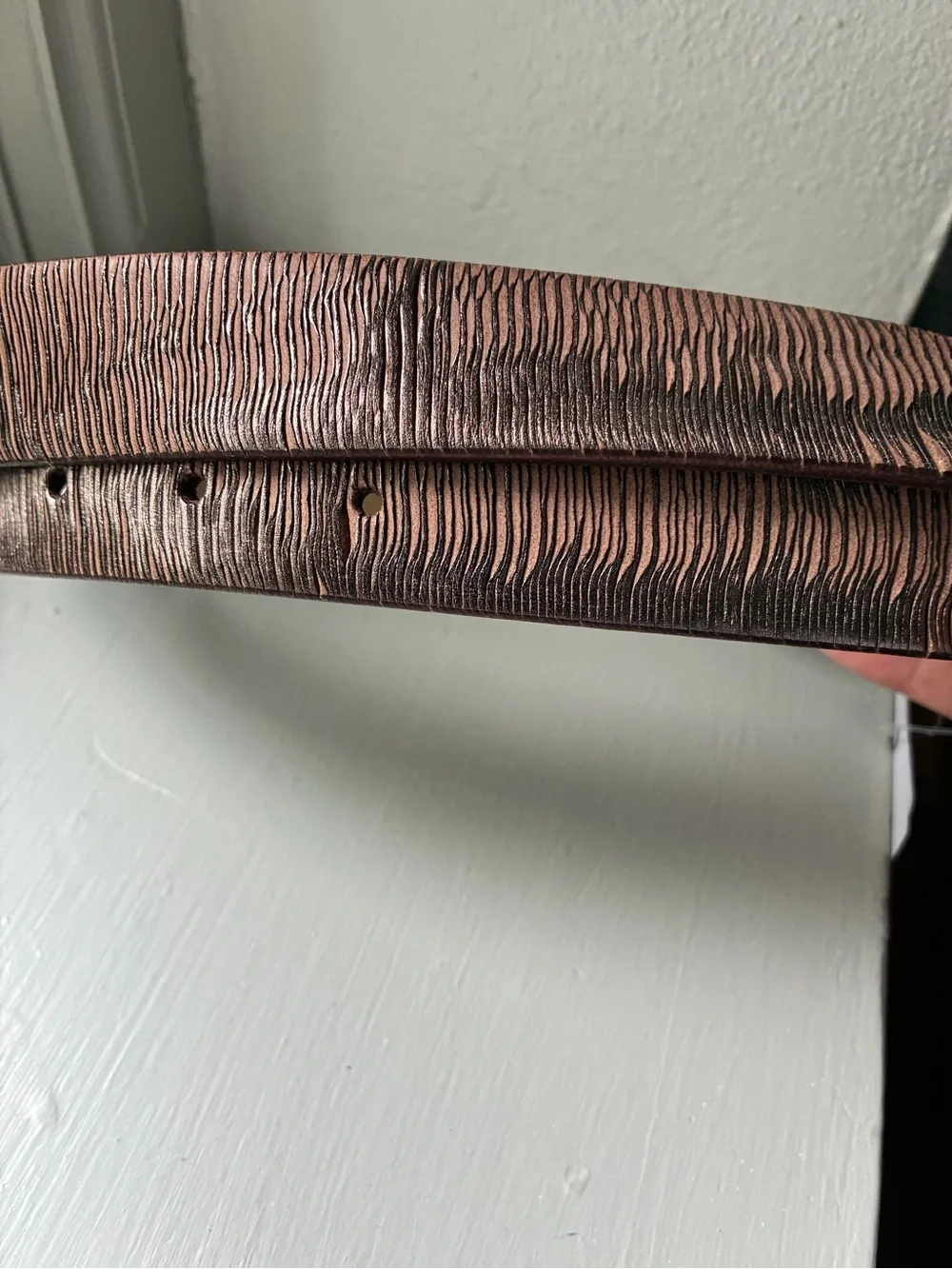 Garnet Hill Italian Textured Leather Belt Brown Size XS